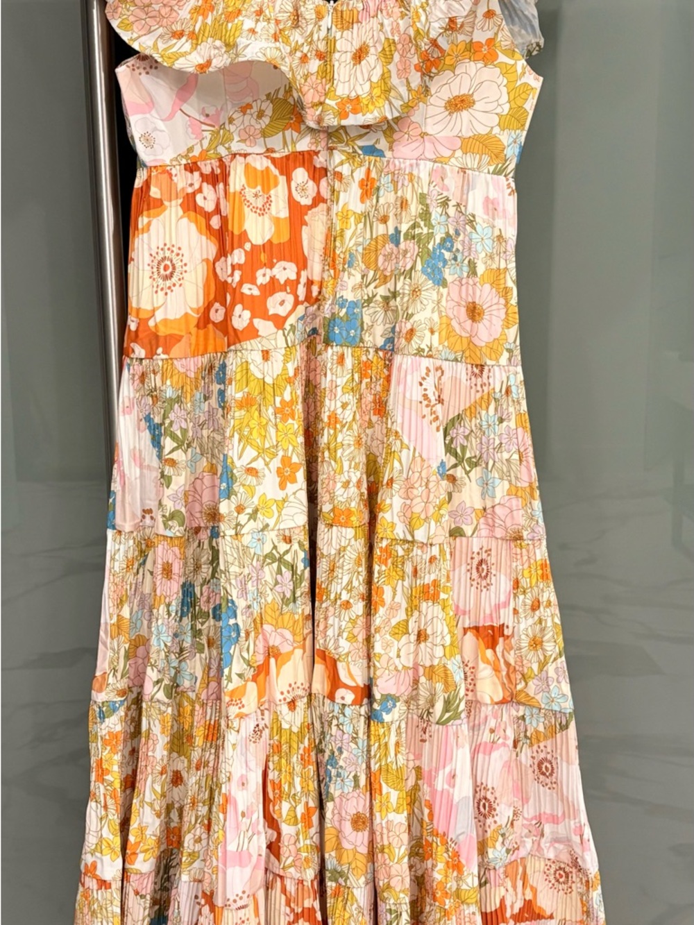 Beulah One-Shoulder Floral Maxi Dress in Peach, Yellow and Cream - Picture 3 of 6